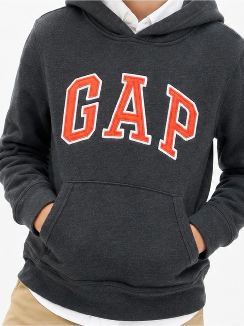 Gap Kids Charcoal Gray Logo Pullover Hoodie Size M (8) Fleece Sweatsh